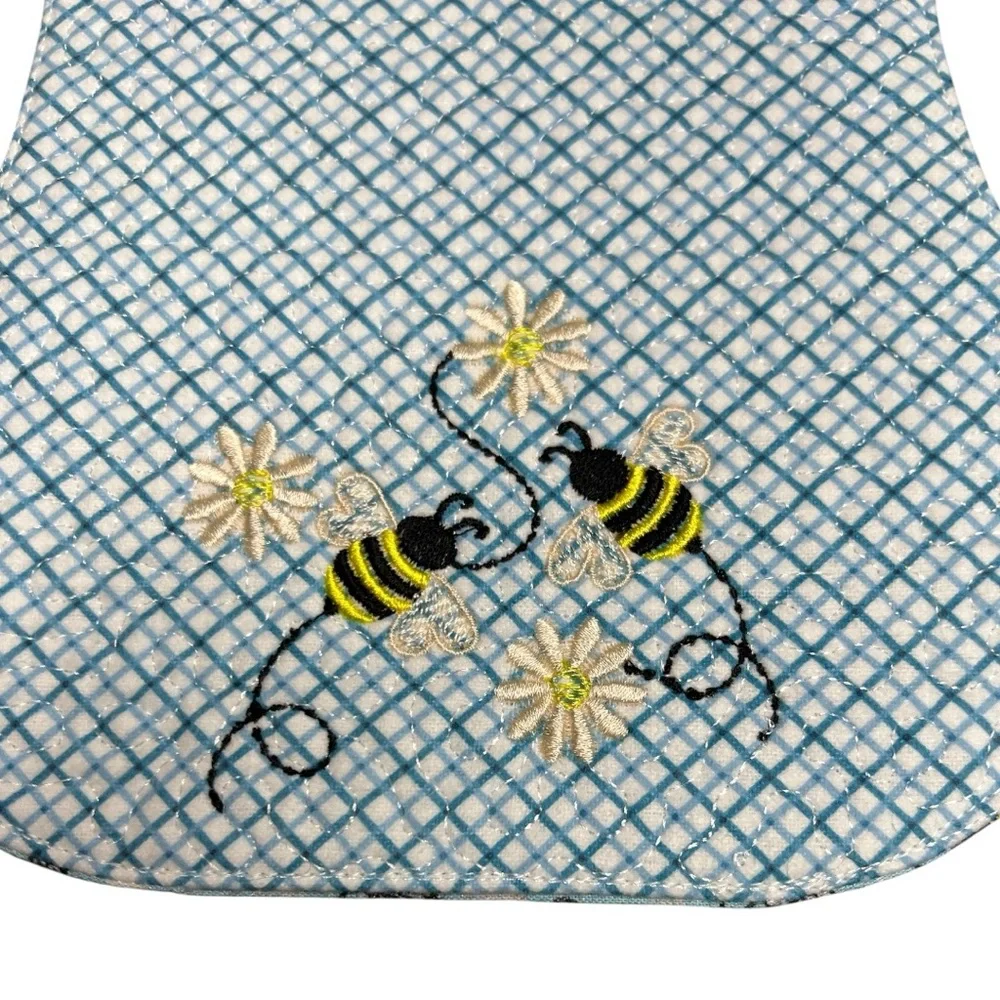 Hand Crafted Flannel Burp Cloth Contoured Padded Fabric Quilted Reversible Bees